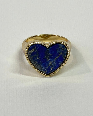 Valencia Heart Ring In Gold Lapis Lazuli